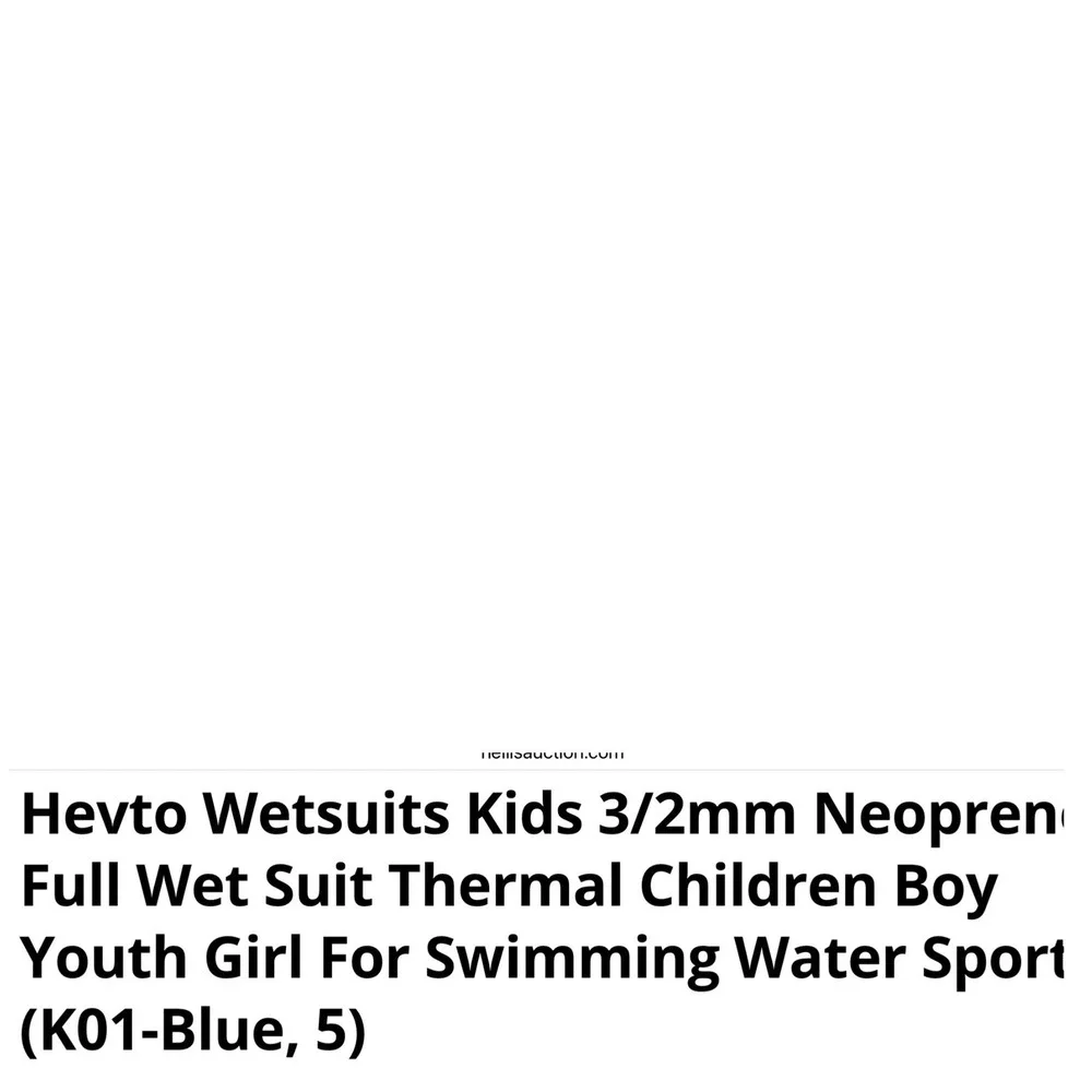 Hevto Wetsuit Kids Size 5 Blue Black New 3/2mm‎ Neoprene Full Suit Back Zip K01